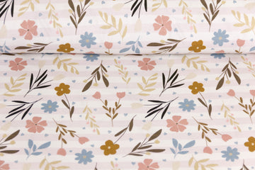 Restmenge 50 cm Jersey mit Blumen, Art.-Nr. 3984 , Fräulein von Julie, weiß